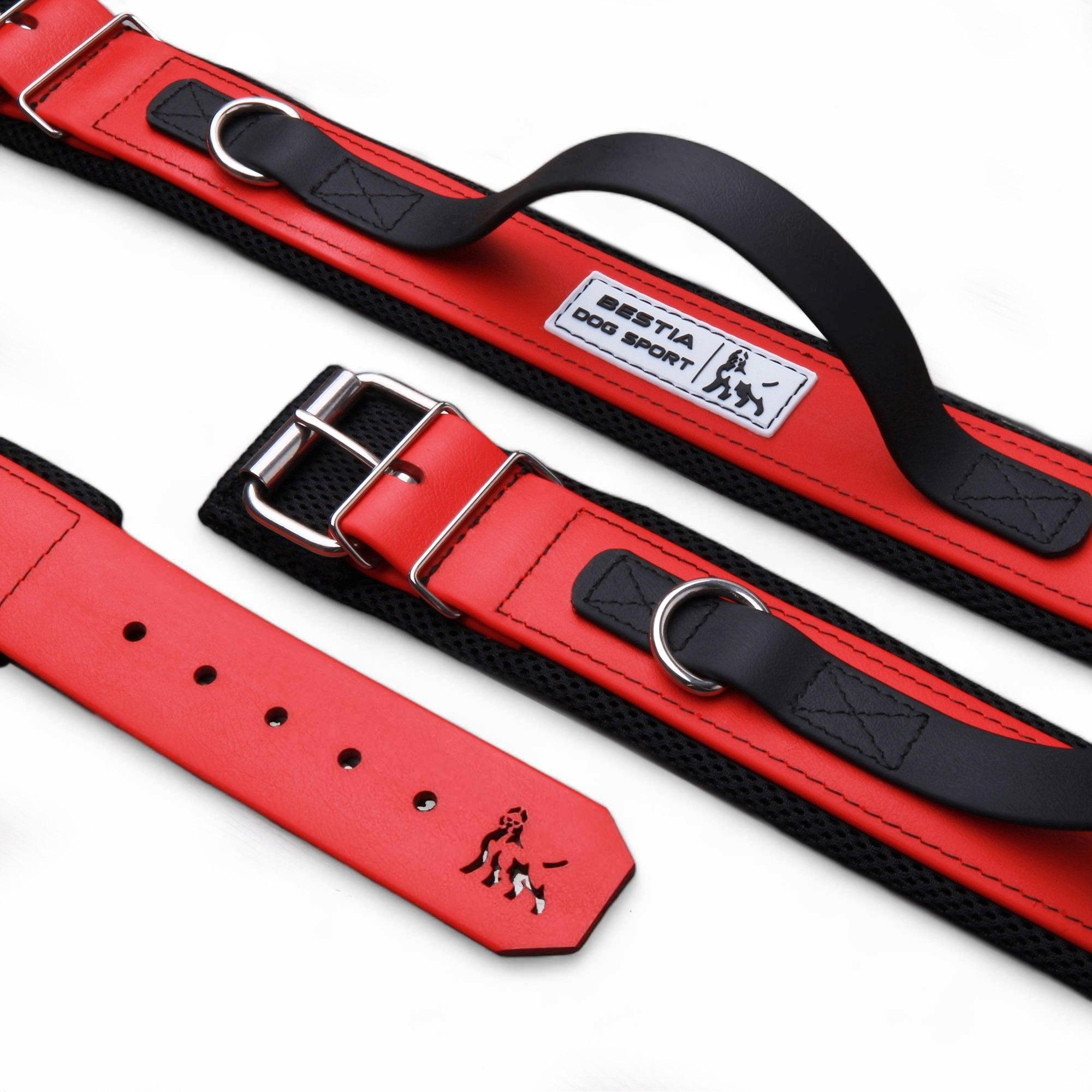 Bestia Dog Sport Handle Collar — Red