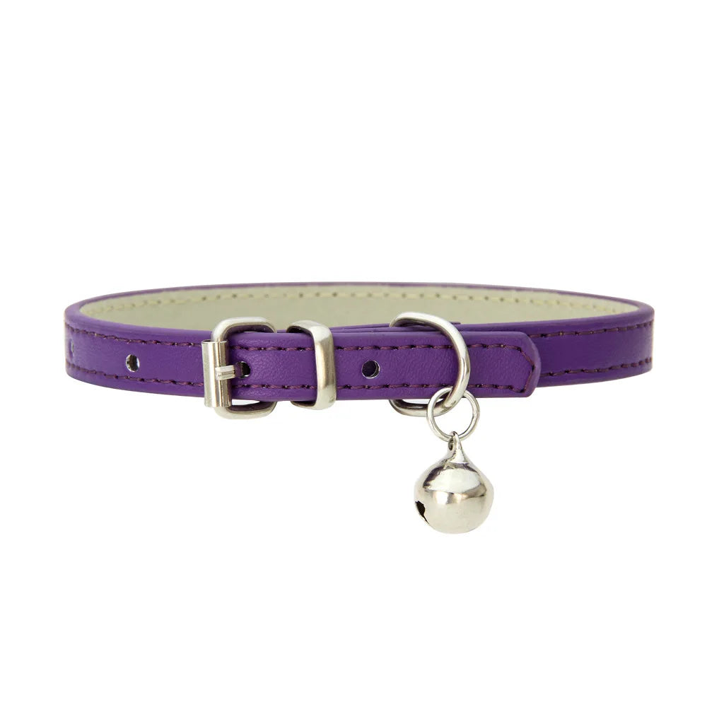 Braided PU Leather Dog Collar with Bell