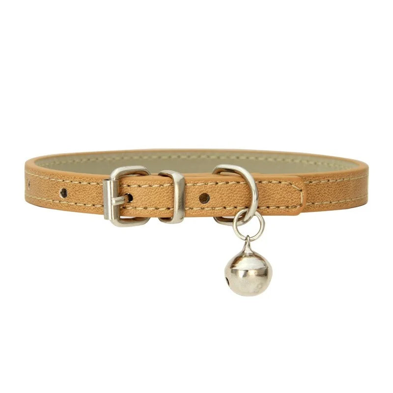 Braided PU Leather Dog Collar with Bell