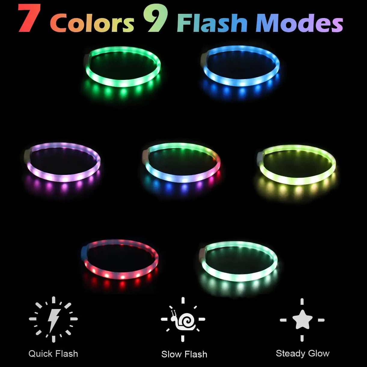 USB Glow Dog Collar 9 Modes