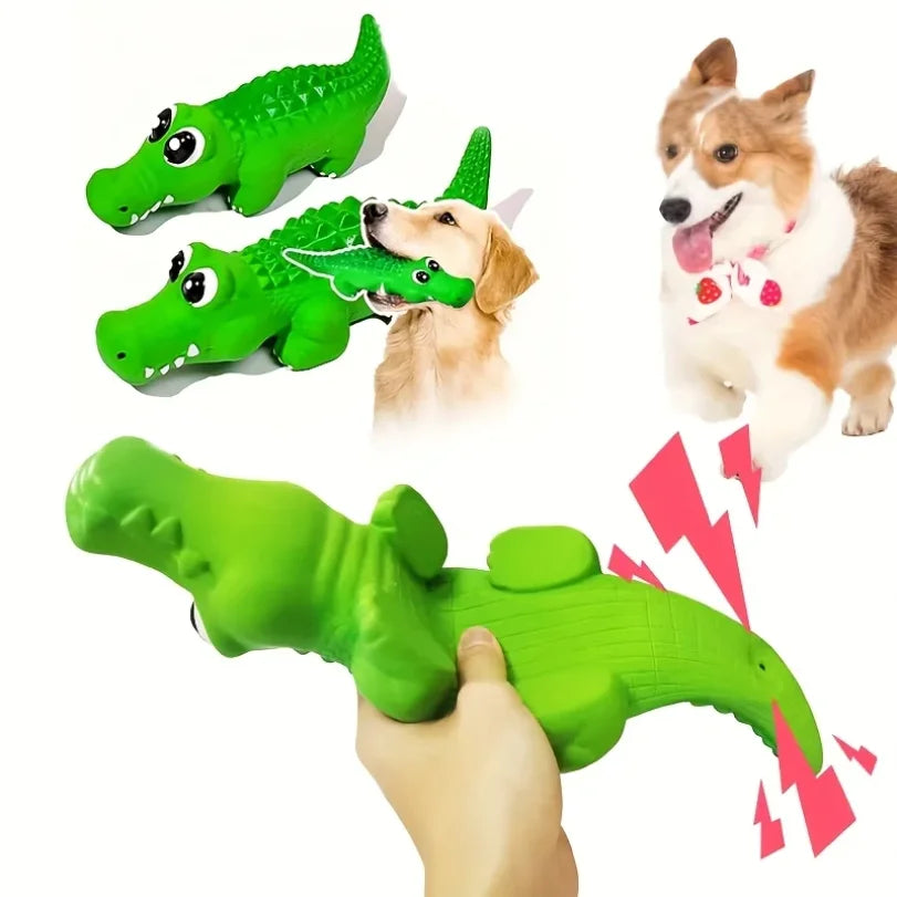 Squeaky Rubber Crocodile Dog Toy