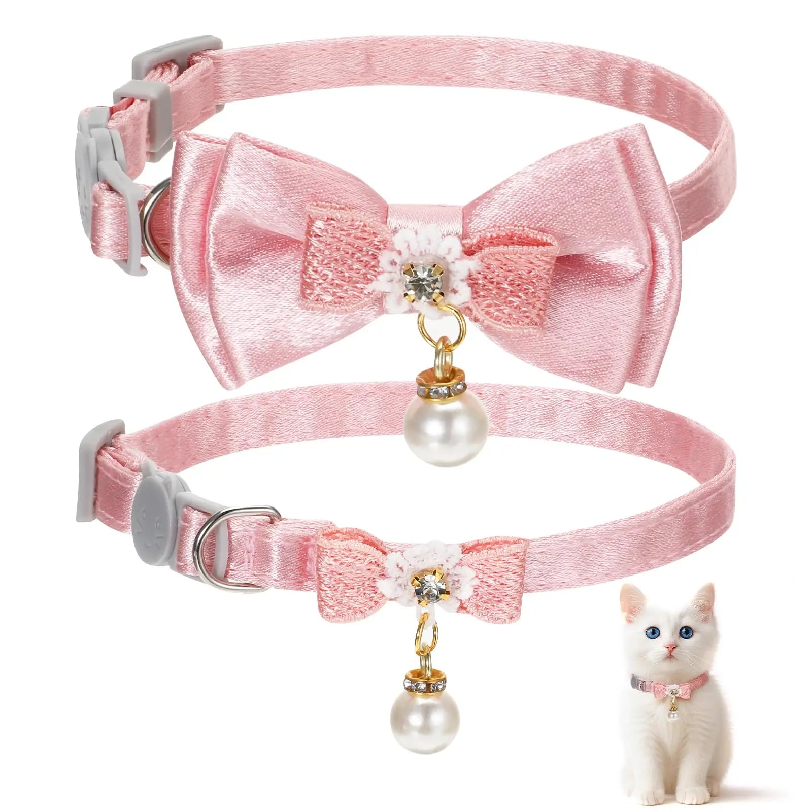 Pink Bow Breakaway Cat Collar