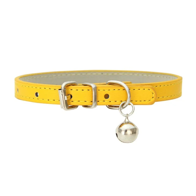 Braided PU Leather Dog Collar with Bell