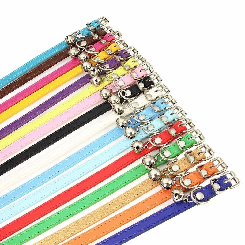 Braided PU Leather Dog Collar with Bell