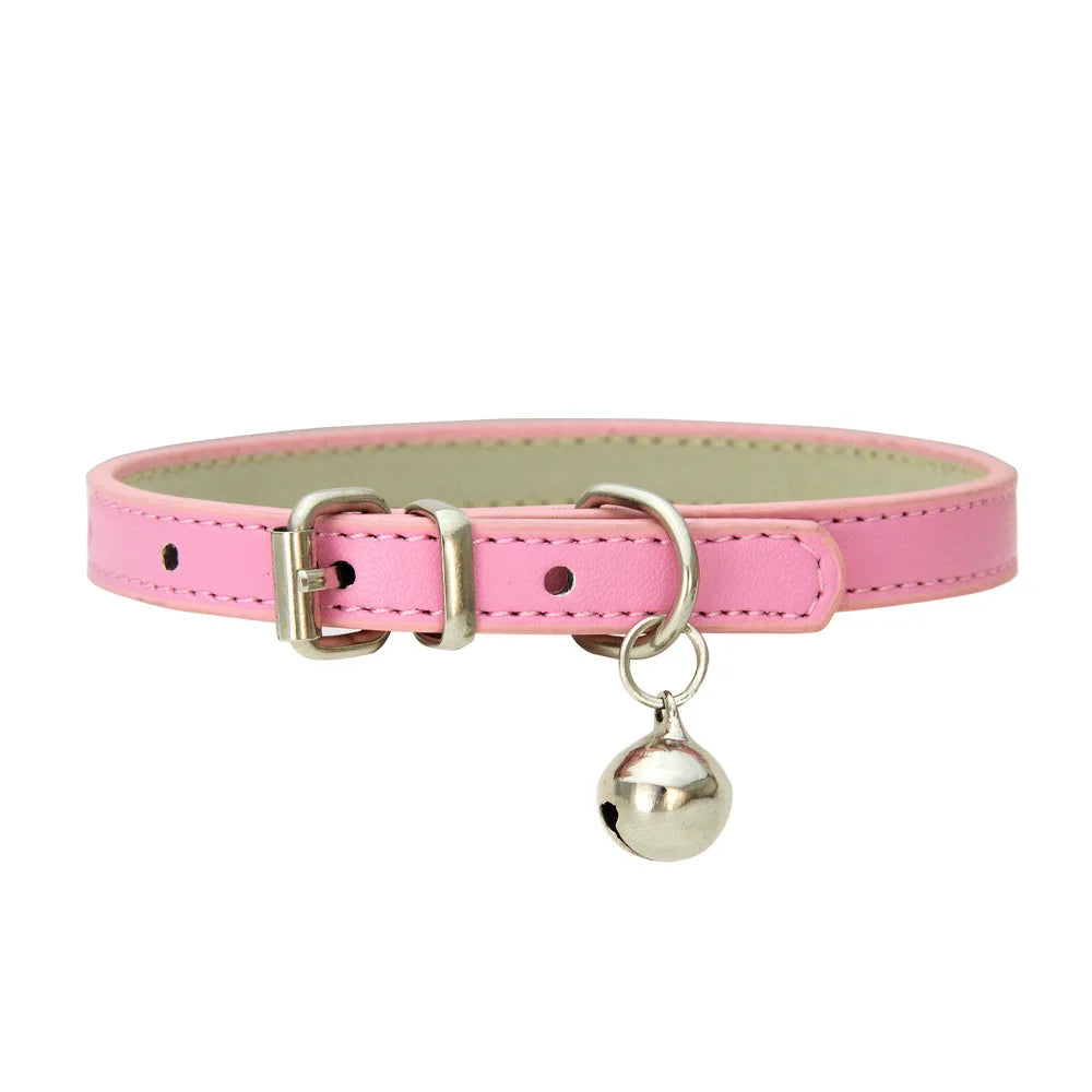 Braided PU Leather Dog Collar with Bell