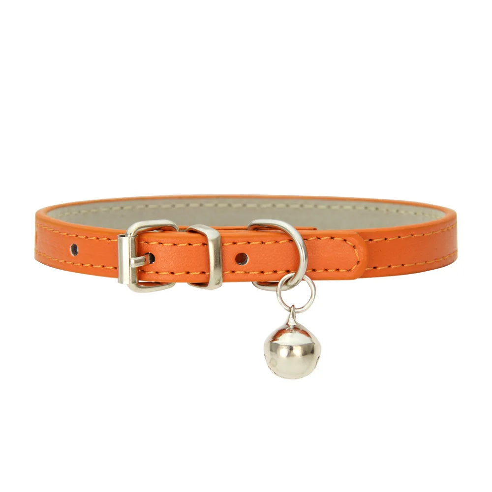 Braided PU Leather Dog Collar with Bell