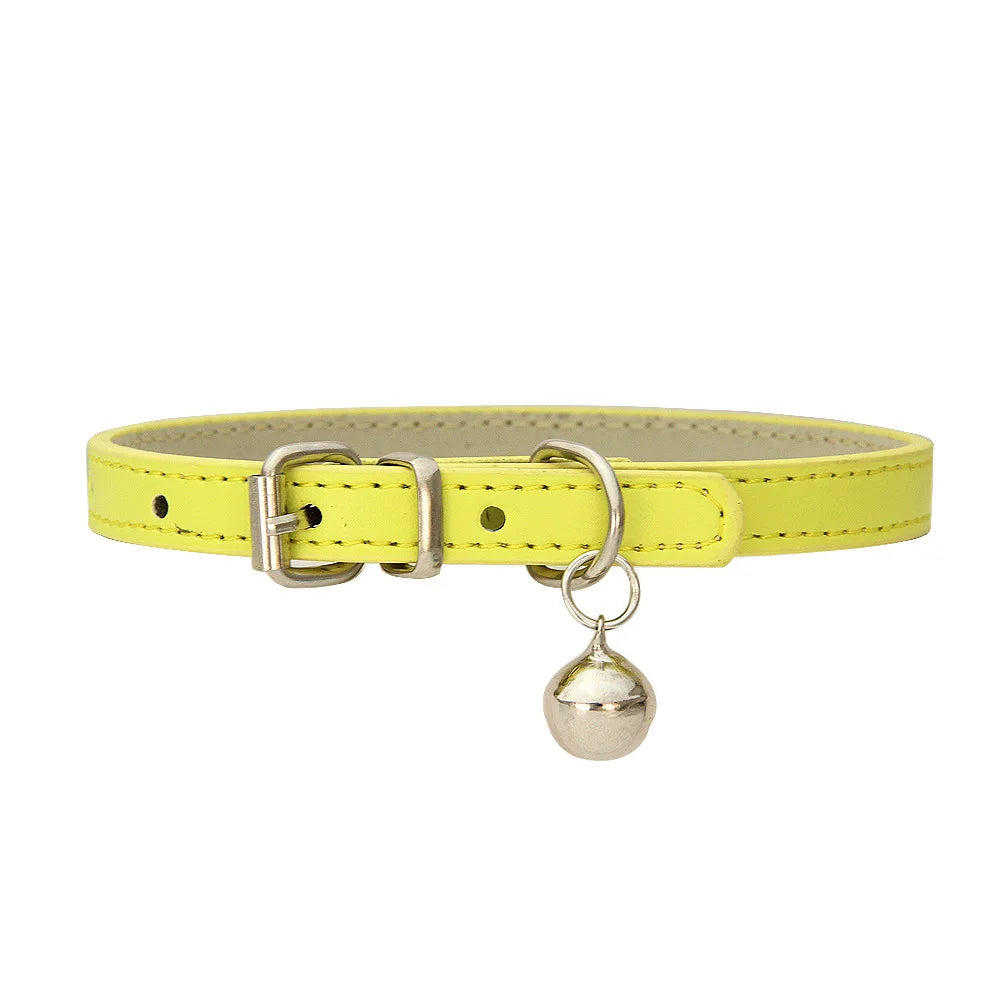 Braided PU Leather Dog Collar with Bell