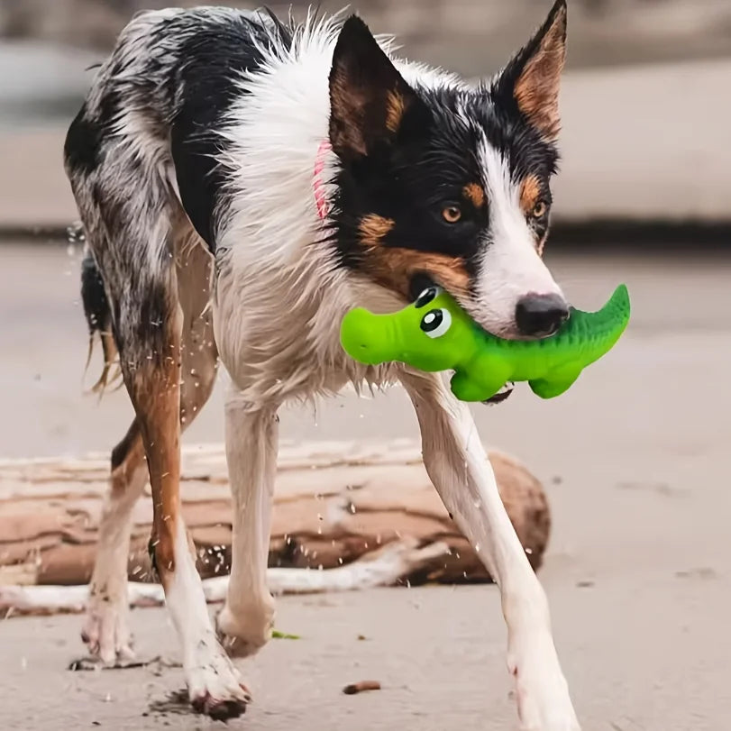 Squeaky Rubber Crocodile Dog Toy