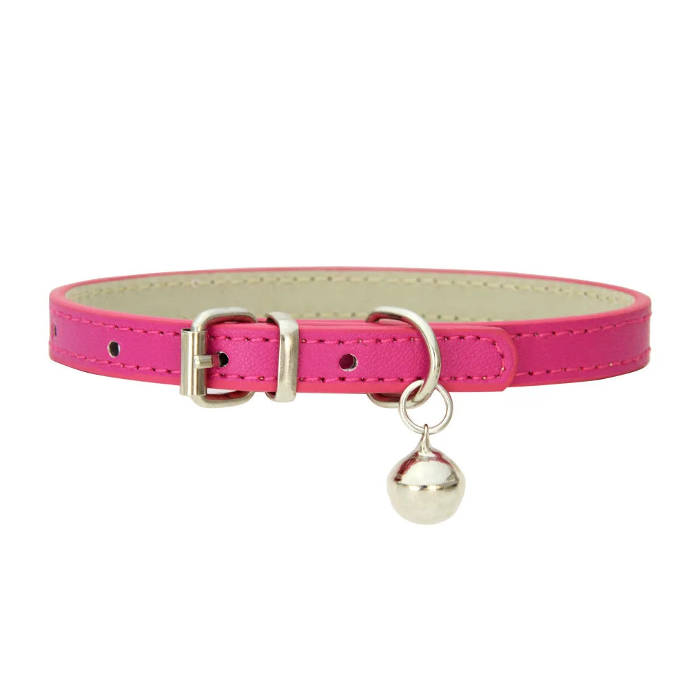 Braided PU Leather Dog Collar with Bell