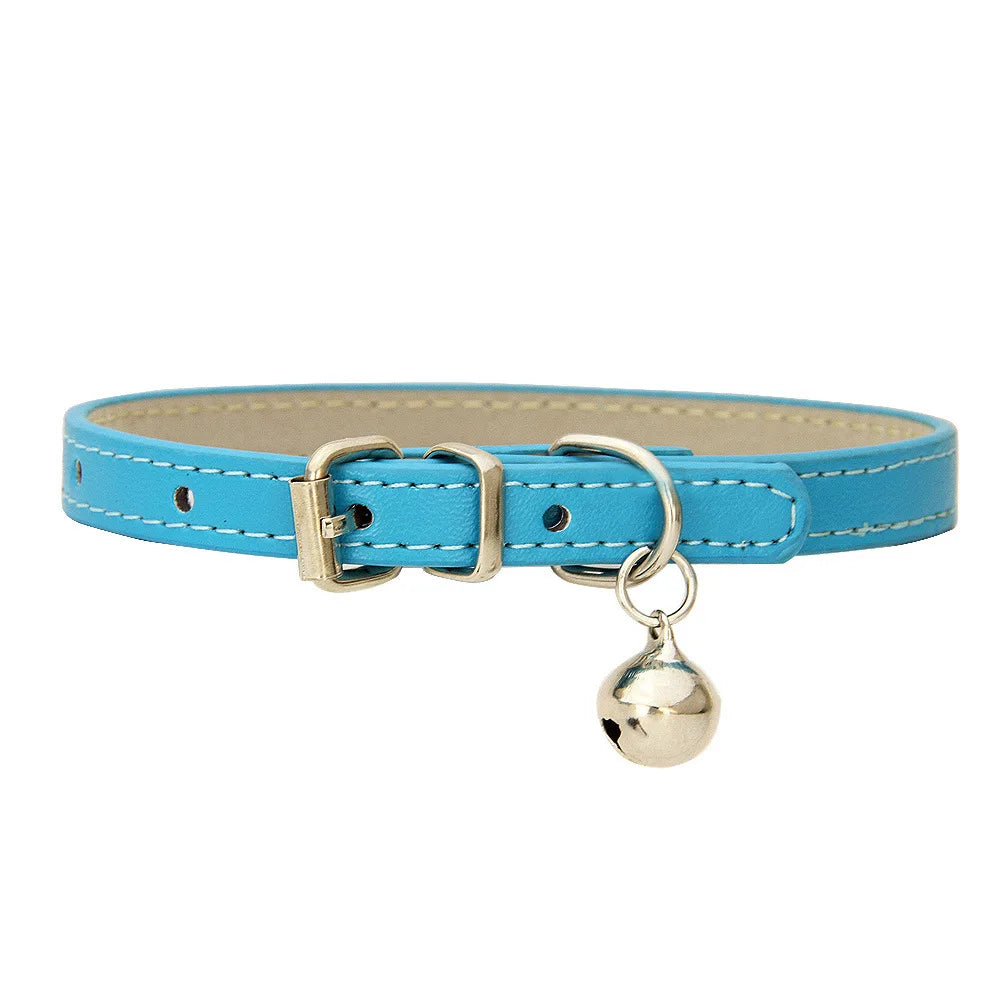 Braided PU Leather Dog Collar with Bell