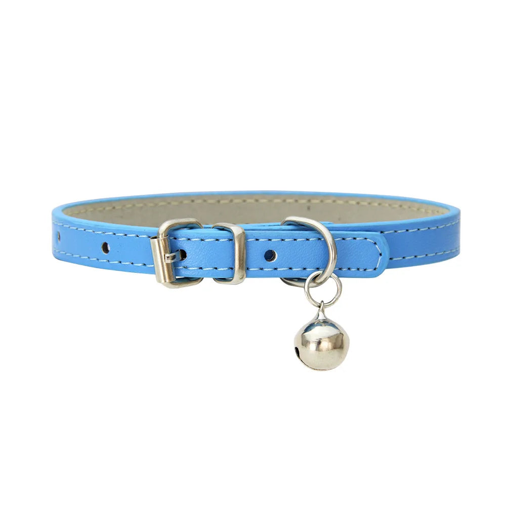 Braided PU Leather Dog Collar with Bell