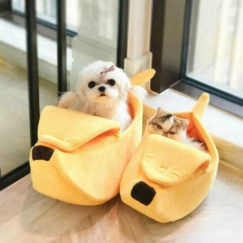 Banana Cat Basket Bed
