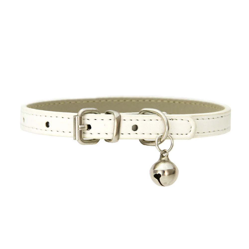 Braided PU Leather Dog Collar with Bell