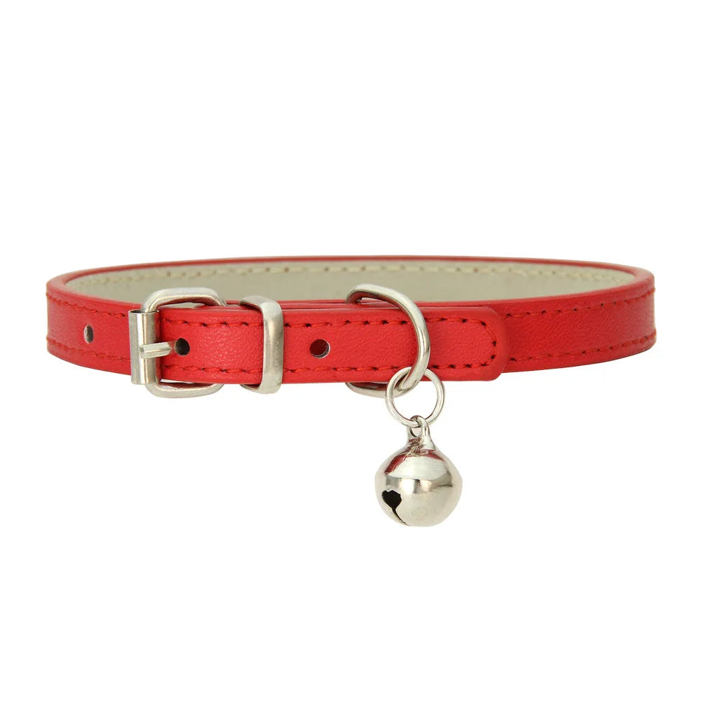 Braided PU Leather Dog Collar with Bell