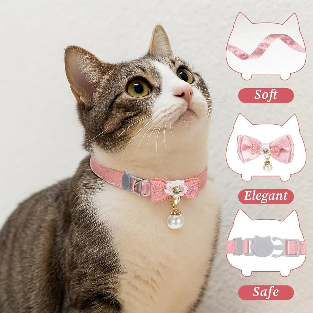 Pink Bow Breakaway Cat Collar