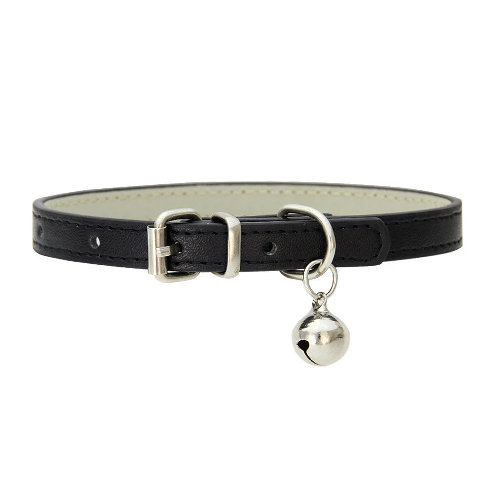 Braided PU Leather Dog Collar with Bell