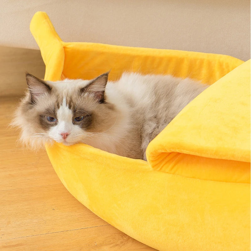 Banana Cat Basket Bed