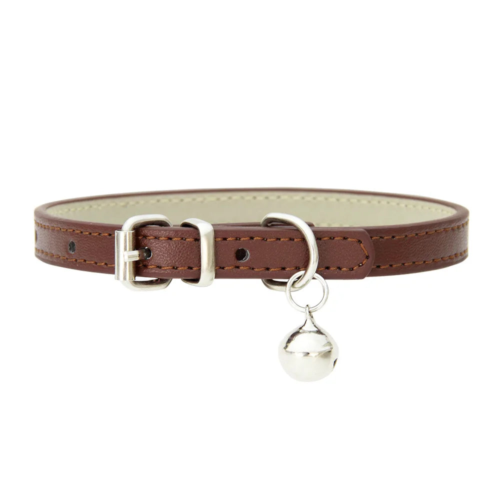 Braided PU Leather Dog Collar with Bell