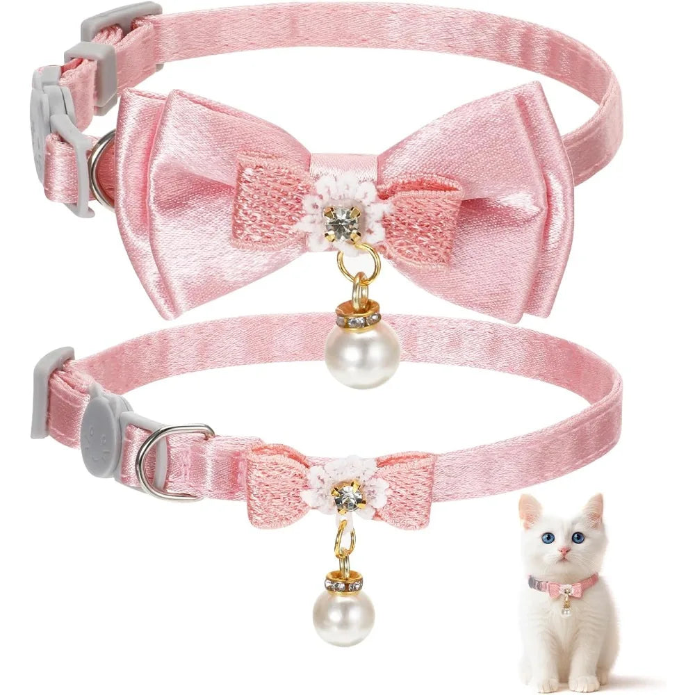Pink Bow Breakaway Cat Collar
