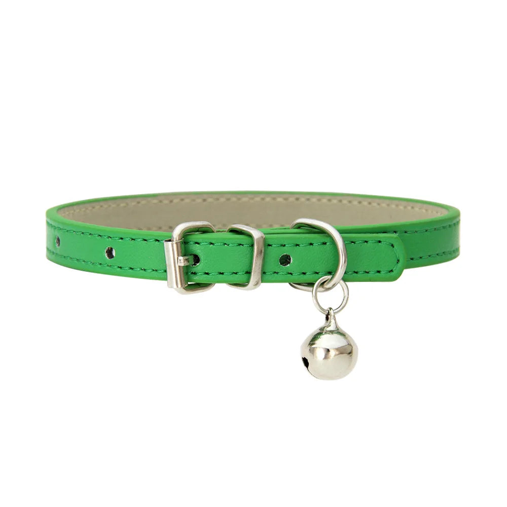 Braided PU Leather Dog Collar with Bell