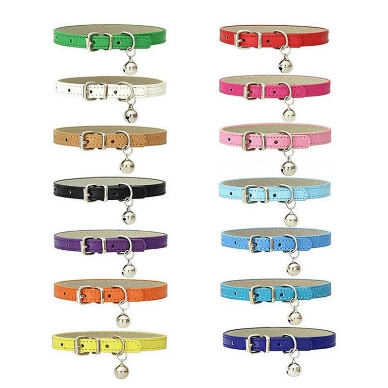 Braided PU Leather Dog Collar with Bell