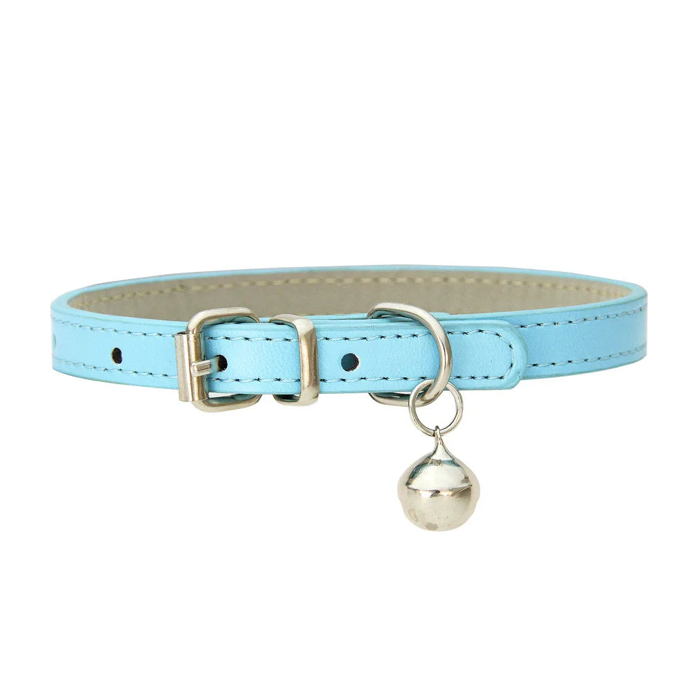 Braided PU Leather Dog Collar with Bell