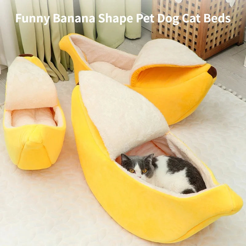 Banana Cat Basket Bed